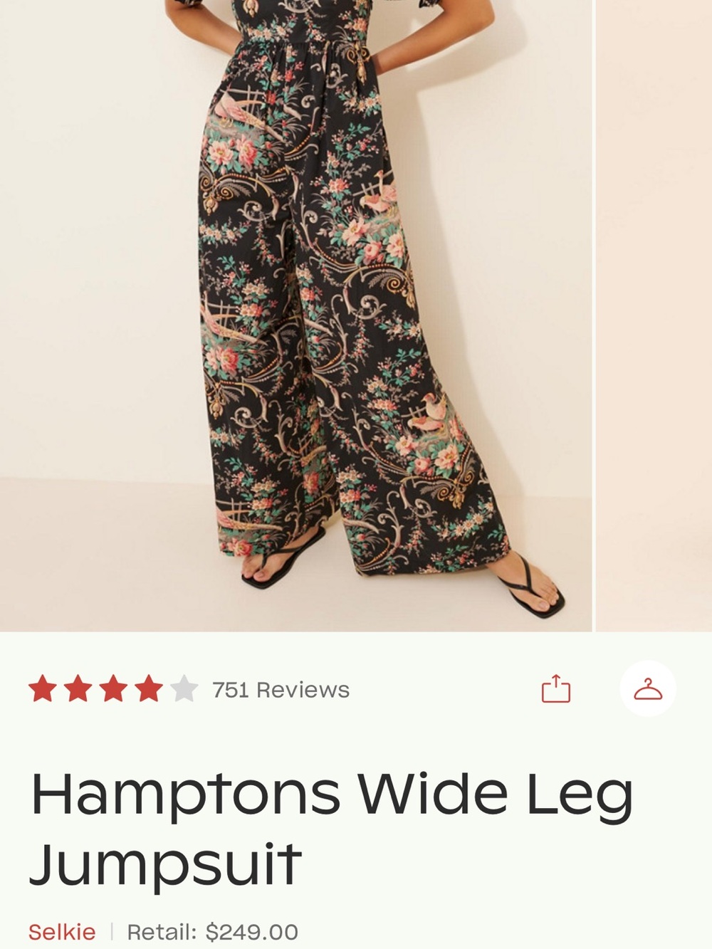Selkie Black Floral Scroll Wide-Leg Jumpsuit